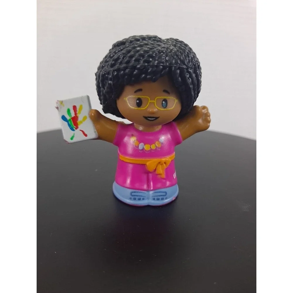 Fisher Price Little People African American Art Teacher Holding Painting 2021